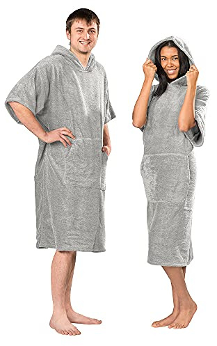 Lanudo® Surf Bade Poncho mit Kapuze | Unisex | 100% Baumwolle, Sanitized® | Bademantel/Umziehhilfe