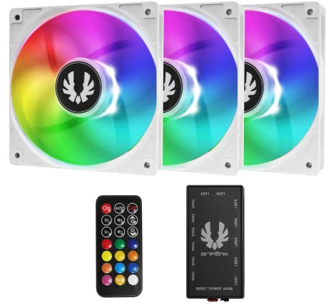 Bitfenix Spectre ARGB - Kit de 3 ventiladores, 120 mm, color blanco
