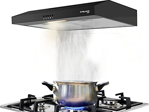 GASLAND SR60BP 60cm 200m³/h schwarz Wand-Dunstabzugshaube, 2W LED Helles Licht für die Küche, Abluft oder Umluft/Mechanische Schlüssel/2 x Aluminium-Fettfilter