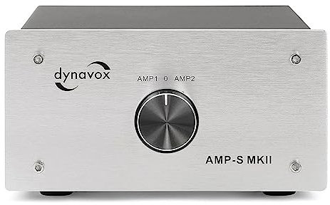 Dynavox AMP-S MKII Verstärker- und Boxen-Umschalter Silber mit schwarzem Drehschalter und Frontschrauben