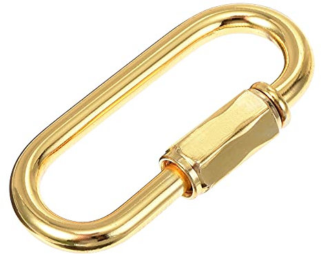 sourcing map Chain Connector, 4mm Thick Quick Link Screw Lock Oval Clips for Chandelier Pendant Lights Electrophoretic Gold Pack of 6