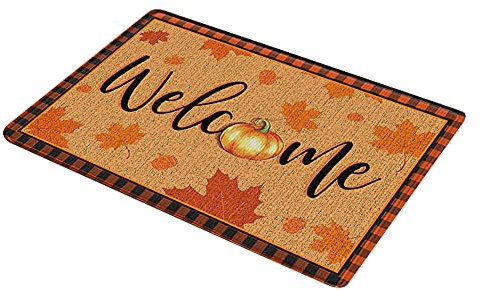 Uposao Tapete de Acción de Gracias, diseño de hojas de arce otoñales, tapete de bienvenida para interiores, tapete de otoño para cocina, dormitorio, sala de estar, decoración del hogar