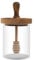 Unistarinn Glass Honey Pot, Home Kitchen Honey Jar with Wooden Dipper and Lid, Honey Container for Storing and Dispensing Bee Honey 13 oz, Clear