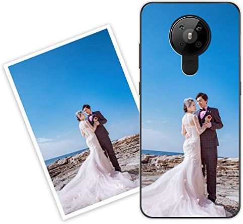 Sunrive Personalisierte Hülle kompatibel mit Nokia 5.3 Silikon,Transparent Handyhülle Benutzerdefiniert Weicher Etui mit Eigenem Foto Bild Text Individuelle