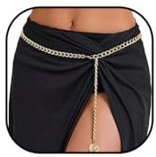 Zookey Metal Link Waist Chain Coin Pendant Belly Chain Gold Link Waist Chain Bikini Rave Body Chain Jewellery for Women