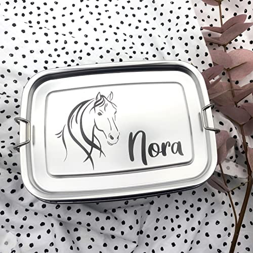 Brotdose personalisiert Pferde Edelstahl Brotbox
