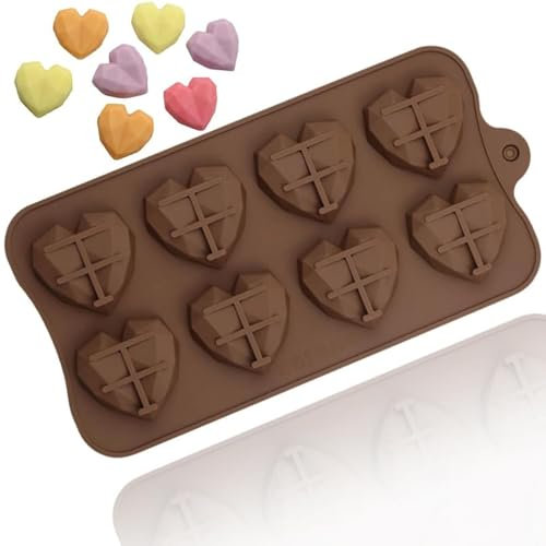 TTOA 1Pcs Diamond Hearts 8 Cavity 3D Cake Chocolate Mould Valentines Mold Ice Cube Wax Melt Resin Decoration Tool