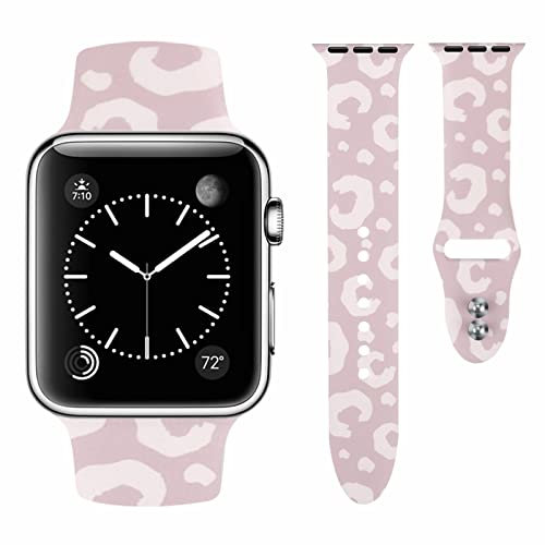 Vozehui Strap Compatible With Apple Watch 38mm 40mm 41mm, Soft Silicone With Smile Leopard Butterfly Fragon Printed Design for iWatch Series SE 8 7 6 5 4 3 2 1 for Women and Men