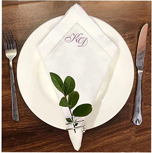 Stoffservietten Hohlsaum Bestickt mit Monogramm (Lavendel)