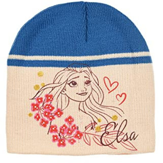 Sun City Frozen - Die Eiskönigin ELSA Kinder Mädchen Winter-Mütze Beanie-Mütze (Beige, 54)