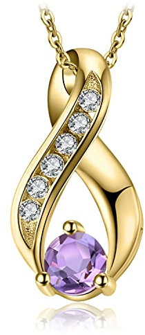 JewelryPalace Infinity Echt Amethyst Kette Anhänger 45CM, Violett Schmuck Set, Halskette Damen Silber 925 Collier Damen Mädchen, Unendlichkeit Lila Edelstein Schmuck für Frauen Jahrestag Vergoldet