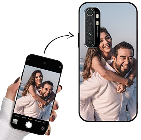 Yoedge Personalisierte Handyhülle für Xiaomi Mi Note 10 Lite 4G Hülle Selbst Gestalten mit Eigenem Foto Bild Text Personalisiert Case Individuelle Geschenk Schutzhülle Schwarz Cover 6,47