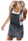 Salopette jeans da donna oversize gonna in denim gonna in denim gonna in denim minigonna in denim con salopette in jeans senza maniche, grigio, L