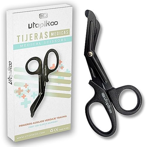 Utopikoo® Tijeras Enfermeria -Tijeras Punta Roma-Tijeras Vendaje para la Enfermera en Apuros, Tijeras Medicas con ángulo especial-Regalo Accesorios y Salvabolsillos Enfermeria