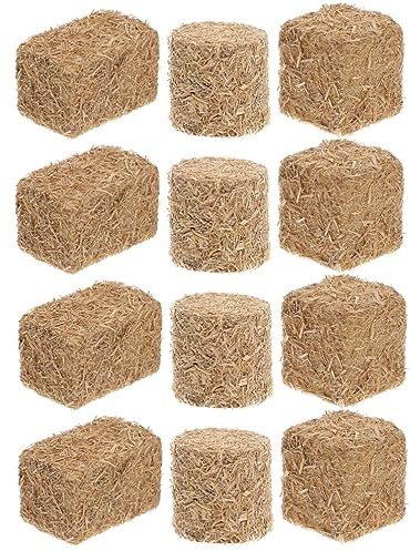 TOYANDONA 12pcs Haystack Decorations Miniature Hay Block Bales Model Bales of Hay for Decorating Autumn Bales Tiny Haystack Fall Village Accessories Straw Bales Sand The Plush Toy Small Wood