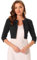 Allegra K Collarless Pleated Shrug Top for Women's 3/4 Sleeve Shrug Open Front Crop Cardigan Black M