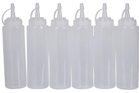 MARKELL 6X Clear White Plastic Squeeze Sauce Ketchup Cruet Bouteilles 8oZ
