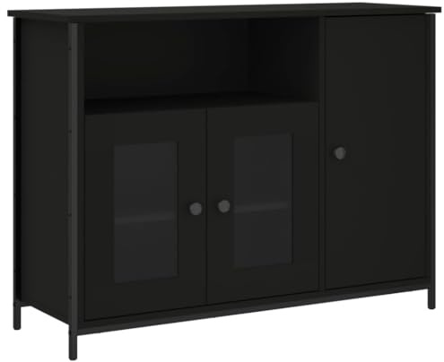 vidaXL Sideboard, Kommode mit viel Stauraum, Highboard Wohnzimmerschrank mit verstellbaren Beinen, Schrank Anrichte Beistellschrank, Schwarz Holzwerkstoff