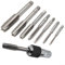 SPORTARC 8-teiliges Gewindebohrer-Set, M3-M12 Tragbares Gewindebohrfutter, 3/8 Zoll Innenlochadapter, Windeisen mit verstellbarem Spannfutter