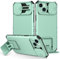Rdyi6ba8 Coque Compatible avec iPhone 13, Étui avec Cache Caméra Coulissante, Pliable Support Housse pour iPhone 13 - Vert