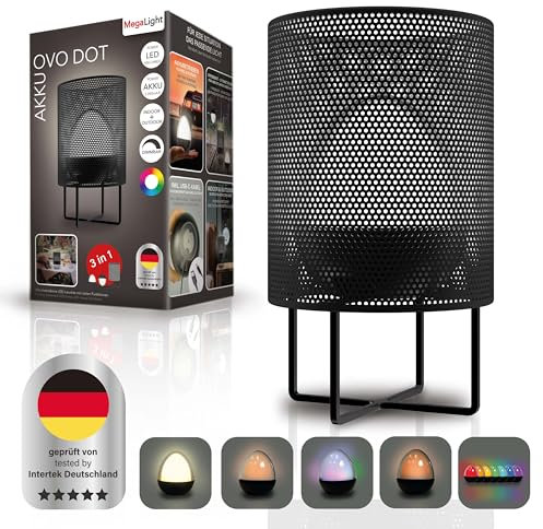 MegaLight LED Nachttischlampe dimmbar | Nachtlampe | Schlaffreundliches Licht | Nachttischlampe ohne Kabel | 5 Modi | 1800K-3000K+RGB | Tischlampe Indoor & Outdoor | OVO Dot