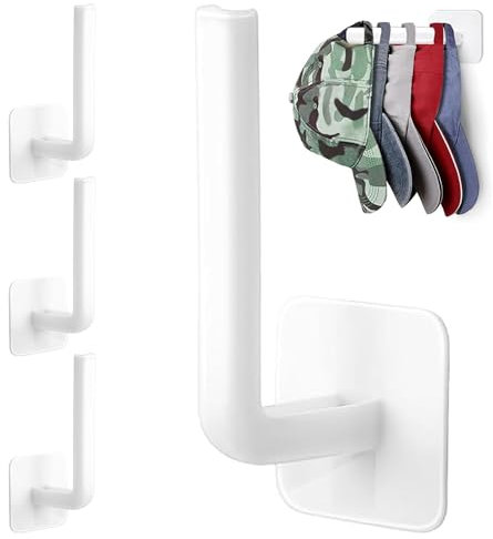 4 Stück Basecap Halterung Selbstklebende hut-halter Hutablage für Baseballkappen Wand Löcher Müssen Nicht Gestanzt Werden Basecap Halter für Baseball Kappe Schals Taschen (Weiß,Schwarz,grau)