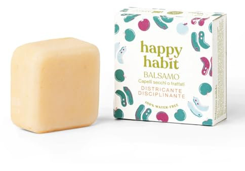 Happy Habit Entwirrender fester Conditioner, 100 % natürliche Inhaltsstoffe, plastikfrei, vegan, 50 g