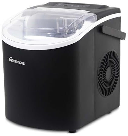 HomeTronix Countertop Ice Maker Fast Effortless 9-Cube Production in 6-10 Min, 12KG/24Hrs, Self-Cleaning, No Plumbing. Ice Scoop, Basket. Ideal for Home, Kitchen, Office, Bar, Parties
