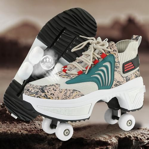 Schuhe mit Rollen für Jungen,Rollschuhe Damen Roller Shoes,LED Schuhe Herren Turnschuhe mit Rollen,Roller Schuhe für mädchen,Roller Sneaker Geburtstagsgeschenk (D, 40)