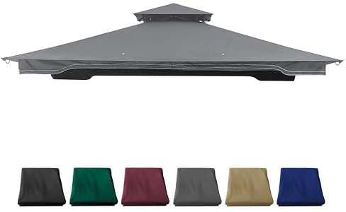 JANCANOPY Ersatz-Pavillon-Abdeckung, kompatibel mit SUNJOY 25,4 x 30,5 cm Regency II Terrassenpavillon, L-GZ798PST, A111014400 (3,5 x 3,5 m) A101004104, A101004105, A111002001 (grau)