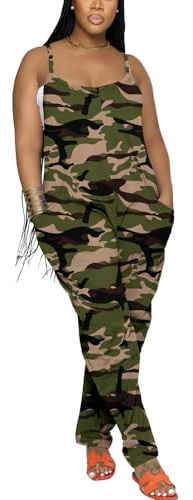 Nimsruc Womens Jumpsuits Casual Loose Strap Overalls With Pocket Camo XXL