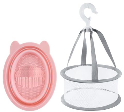 1 Pièce Tapis de Nettoyage Pinceaux Maquillage, Tapis en Silicone pour Makeup Brush Cleaner, Nettoyeur Pliable Brosse en Silicone Portable, Avec 1pc Filet de Séchage Suspendu, pour Nettoyage Pinceaux