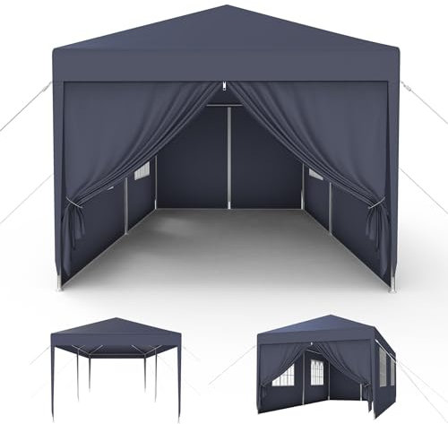 MAYTIIMO Pavillon 3x6m Wasserdicht Stabil Winterfest Pop-Up Camping Zelt mit Seitenteilen und Fenstern Gartenpavillon UV-Schutz Gartenzelt Bierzelt Partyzelt für Outdoor Garten Party, Anthrazit