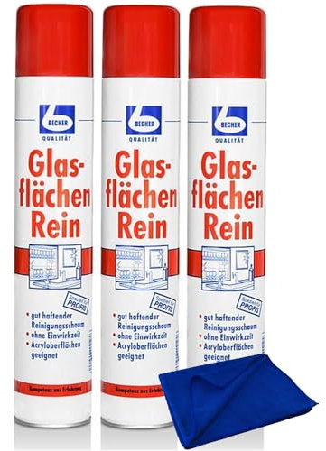 Reinigungsset SomosTrade für Glasflächen und Fenster - 3 Sprühdosen mit 500ml + Gratis Microfasertuch