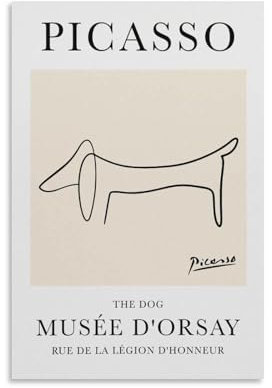 Pablo Picasso Poster mit der Hunde-Linie, Gemälde auf Leinwand, Wandkunst, Poster, Rollbild, Druck, Wanddekoration, Heimposter, 50 x 75 cm