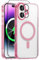 BAFUGU Cover per iPhone 16, Compatibile con MagSafe, Con Vetro Temperato Pellicola Protettiva e Lente Fotocamera Protezione, Custodia Traslucida Opaco, Protezione di Livello Militare-Rosa