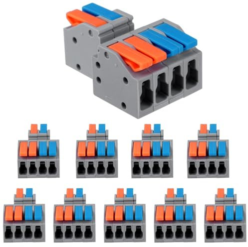 Buyweek 10 Stück Kabelverbinder, kompakte Drahtverbinder 2-in 4-out doppelseitig 6-Port, elektrischer Verbinder for die Verkabelung, schnelle elektrische Verbinder Klemmenblock, flammhemmendes PA