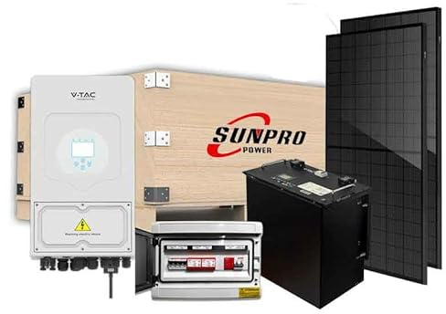KIT Fotovoltaico Monofase Completo 6KW Con 15 Moduli 410W Batteria 10KWh, Batteria di Accumulo 9.6kWh, Inverter Ibrido 6kW, Quadro AC/DC Monofase 6kW 2 Stringhe 2 MPPT