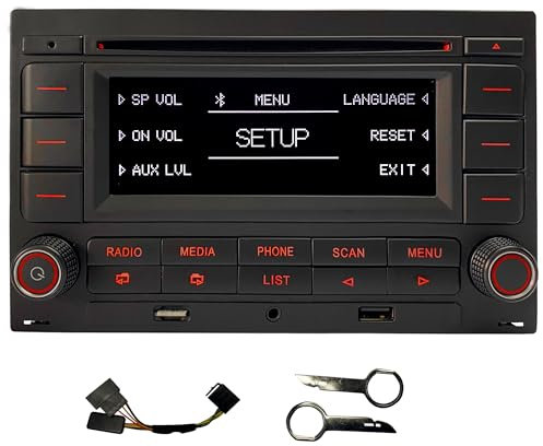 THEYAWWE RCN210 Autoradio Bluetooth 2DIN Lecteur CD USB MP3 AUX et SD Audio Stéréo pour VW Golf MK4, Polo, Passat B5