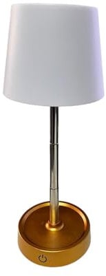 SQUADO Lampada da tavolo touch batteria dimmerabile luce LED bianco caldo 3000k altezza da 11,5 a 29 cm regolabile Bianco e Dorato