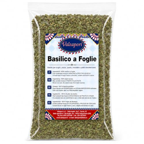 HOME LINE Basilico Essiccato in Foglie per Sughi, Pasta e Pizza, 1000 g | Per pomodoro, insalate, bruschette, verdure e piatti mediterranei; facile da dosare in cottura o come finitura