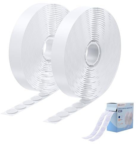 Cable Matters 400 Puntos Autoadhesivos de Gancho y Bucle, 19 mm, Blancos | 200 Pares, Puntos Redondos de Gancho y Bucle, para Manualidades, Aulas, Oficina y Organización del Hogar