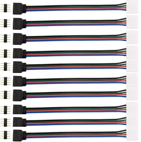 10pcs LED Light Strip Extension Cable Connector for 4pin 8mm Strip to Controller Jumper for RGB LED Ribbon Adapter Cable