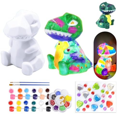 behone DIY Dinosaurier Lampe Basteln,für Kinder im Alter 6–12 Jahren,Dinosaurierlampe Malset,Malset Bastelset,Bastelsets Kinder,Tyrannosaurus rex Malset Bastelset,Geschenk Jungen 6 7 8-12 Jahre