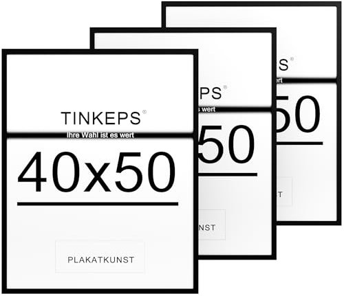 Tinkeps 3er Pack Bilderrahmen 40x50 cm Schwarz, Bilderrahmen 50x40 Hergestellt aus Holzwerkstoff, Rahmen 50 x 40 cm ideal für Fotos, Bilder, Poster