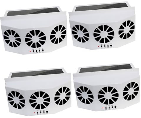 MUCKLILY 4 Pièces ventilateur solaire refroidissement ventilateur de voiture solaire cool glacières pour auto ventilateur auto apres shampoing ventilateur portable climatiseur solaire abdos