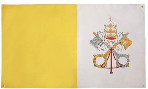 AZ FLAG Bandiera Vaticana 150 x 90 cm con 4 occhielli, bandiera Vaticana per balcone o parete