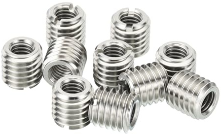 HiPicco 10Pcs Thread Adapter Sleeve Reducing Nut,M10 M to M5 F, 10mm Length | M10 x 1.5 Male to M5 x 0.8 Female Thread, 303 Stainless Steel, Repair Insert Nut Screw Reducer Conversion Fastener