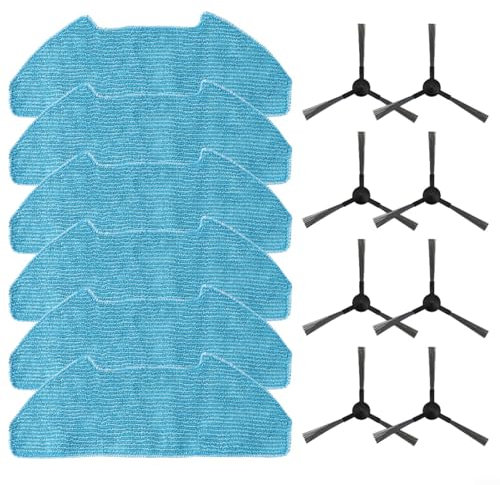 FACAIIO Ersatzteile für SmartAI S8 Pro, für Redroad R10, für Redkey R10, für BObsweep für Ultra-Vision/für Dustin/für Dustin Ultra/RC400 Roboter-Staubsauger mit 6 Wischtüchern, 8 Seitenbürsten