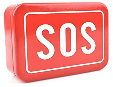 KIMISS Boîte de Rangement en Fer Durable pour Outils Extérieurs - Petite Boîte Vide Rectangulaire avec Motif SOS, Idéal pour Les Fournitures de Camping et Le Kit d'urgence